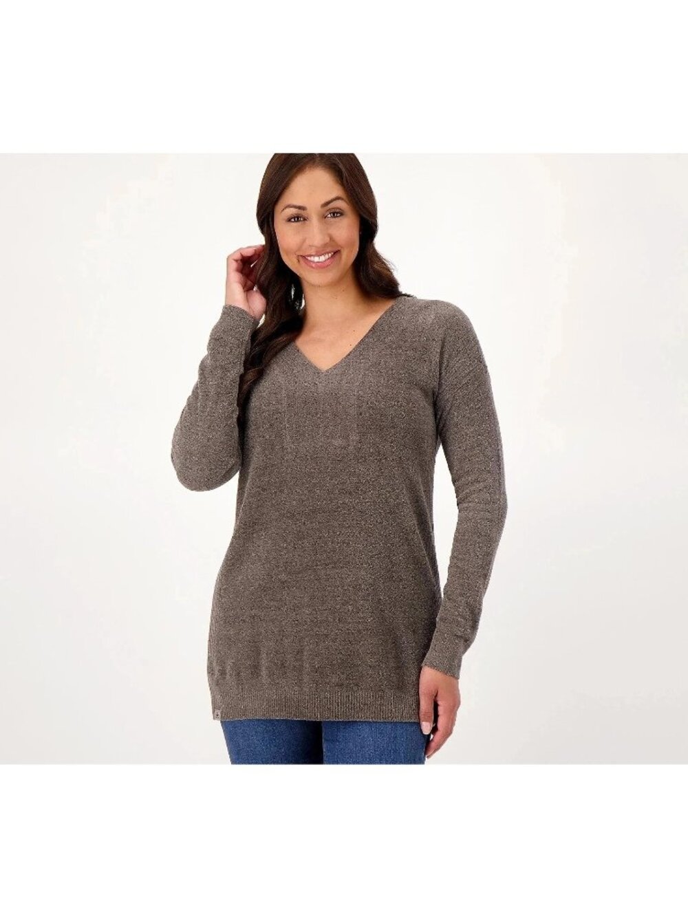 Barefoot Dreams Tunic Top Small CozyChic Ultra Lite VNeck Mineral Gray Comfy NEW